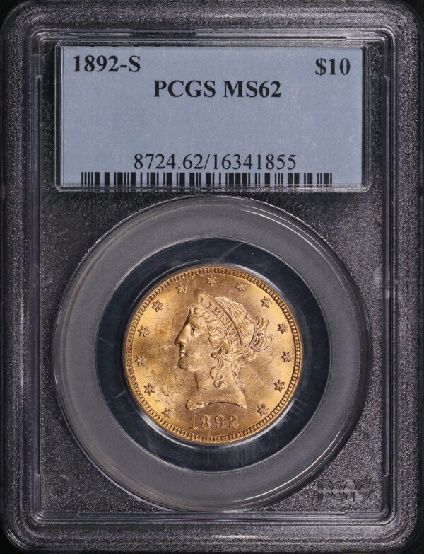 Obverse of this 1892-S Liberty Head $10 PCGS MS-62