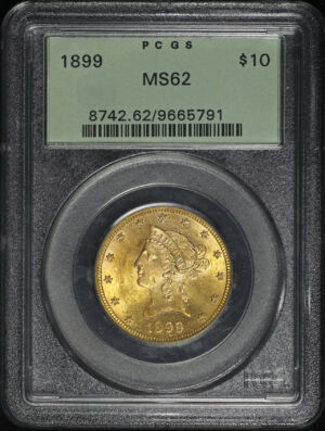 Obverse of this 1899 Liberty Head $10 PCGS MS-62 Old Green Holder
