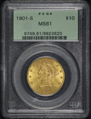 Obverse of this 1901-S Liberty Head $10 PCGS MS-61 Old Green Holder