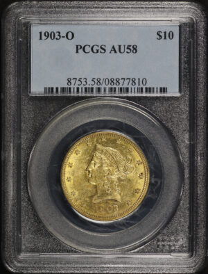 Obverse of this 1903-O Liberty Head $10 PCGS AU-58