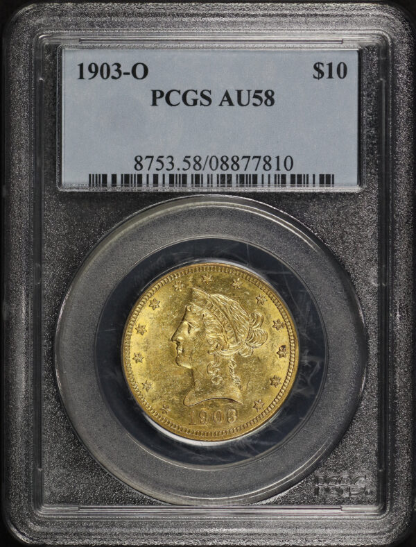 Obverse of this 1903-O Liberty Head $10 PCGS AU-58