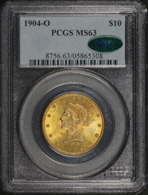 Obverse of this 1904-O Liberty Head $10 PCGS MS-63 CAC