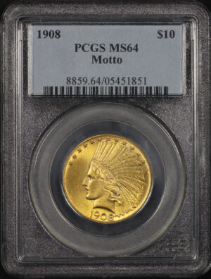 Obverse of this 1908 Indian $10 Motto PCGS MS-64