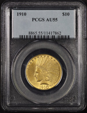 Obverse of this 1910 Indian $10 Motto PCGS AU-55