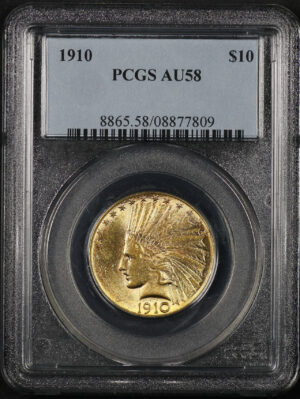 Obverse of this 1910 Indian $10 Motto PCGS AU-58