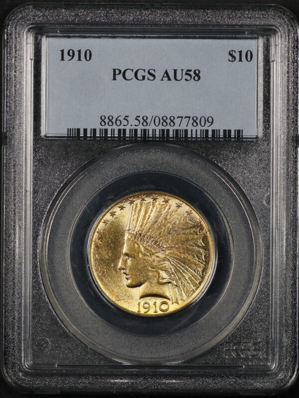 Obverse of this 1910 Indian $10 Motto PCGS AU-58