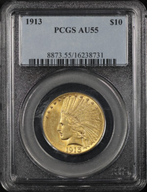 Obverse of this 1913 Indian $10 Motto PCGS AU-55