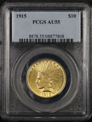 Obverse of this 1915 Indian $10 Motto PCGS AU-55