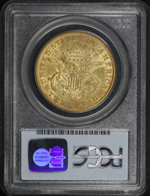 Reverse of this 1874-CC Liberty Head $20 PCGS XF-45