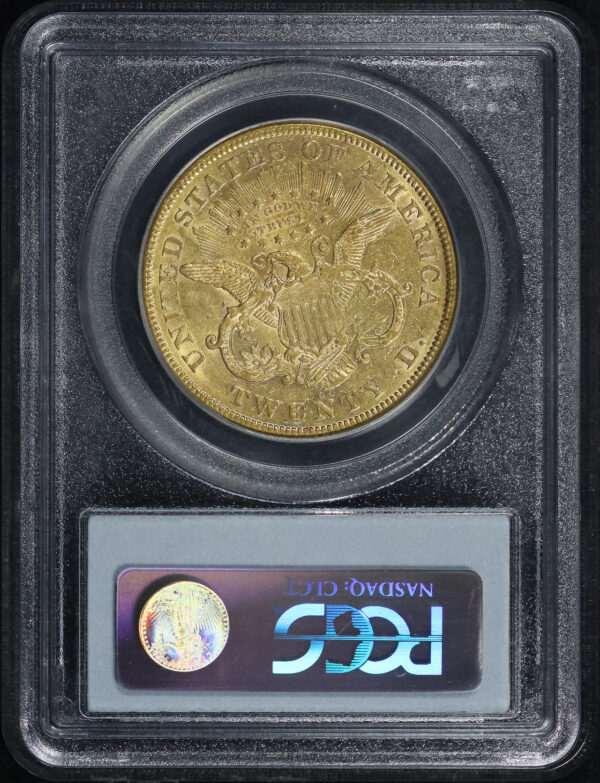 Reverse of this 1874-CC Liberty Head $20 PCGS XF-45