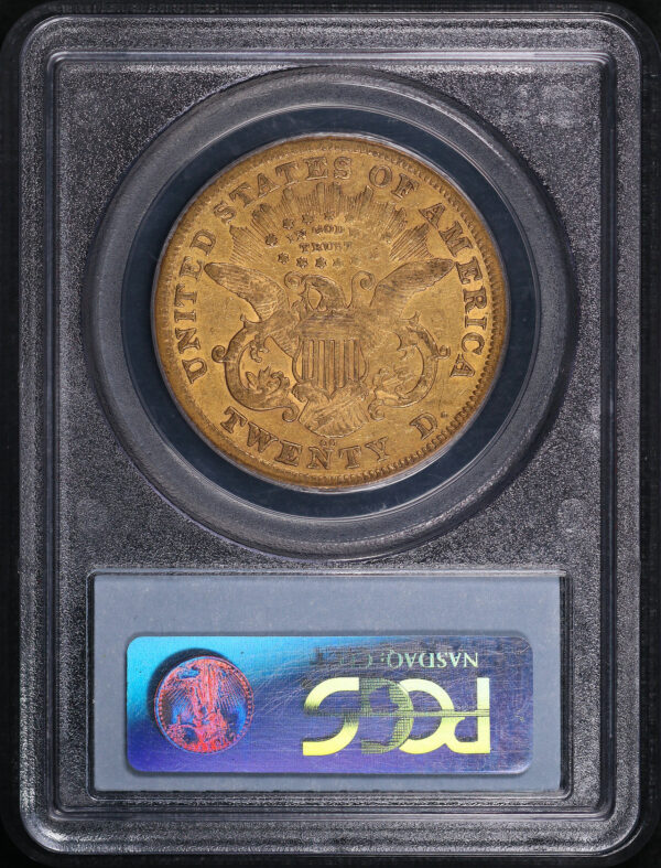 Reverse of this 1875-CC Liberty Head $20 PCGS XF-40