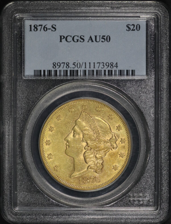 Obverse of this 1876-S Liberty Head $20 PCGS AU-50
