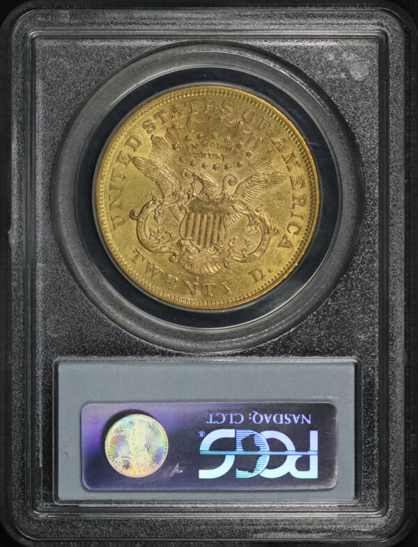 Reverse of this 1876-S Liberty Head $20 PCGS AU-50