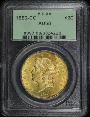 Obverse of this 1882-CC Liberty Head $20 Type 3 PCGS AU-58 Old Green Holder
