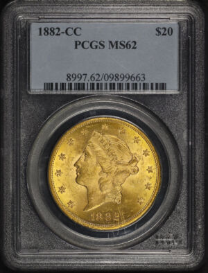 Obverse of this 1882-CC Liberty Head $20 Type 3 PCGS MS-62