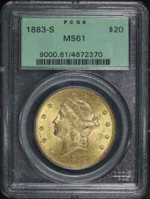 Obverse of this 1883-S Liberty Head $20 Type 3 PCGS MS-61 Old Green Holder