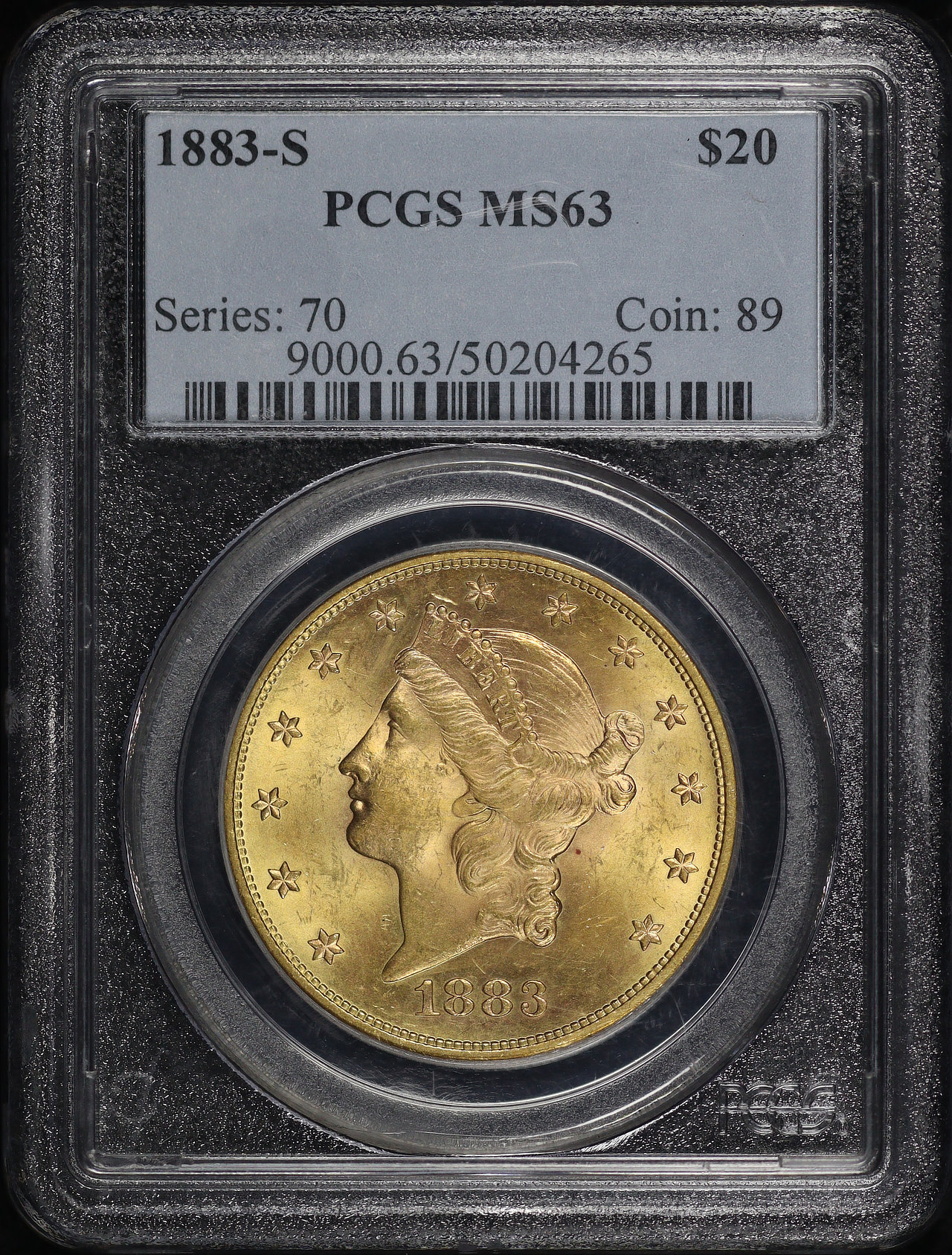 Obverse of this 1883-S Liberty Head $20 Type 3 PCGS MS-63