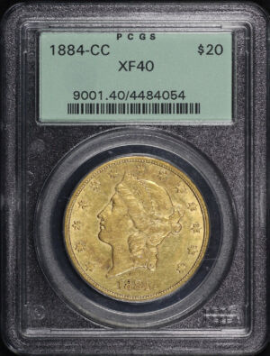 Obverse of this 1884-CC Liberty Head $20 Type 3 PCGS XF-40 Old Green Holder