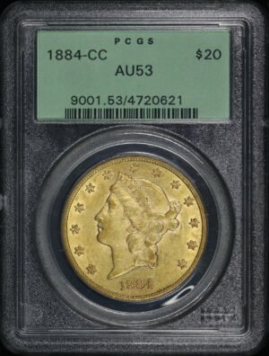 Obverse of this 1884-CC Liberty Head $20 Type 3 PCGS AU-53