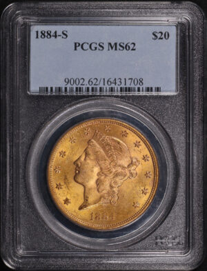 Obverse of this 1884-S Liberty Head $20 Type 3 PCGS MS-62