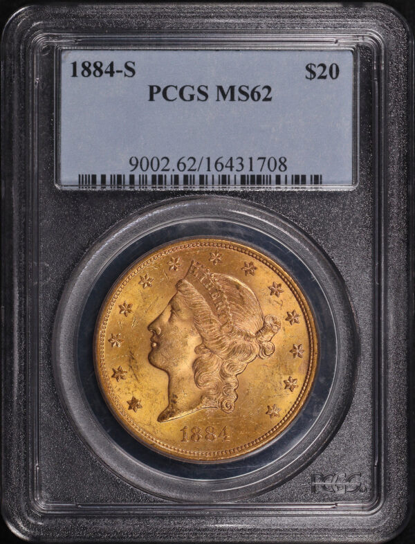 Obverse of this 1884-S Liberty Head $20 Type 3 PCGS MS-62
