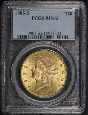 Obverse of this 1885-S Liberty Head $20 Type 3 PCGS MS-63