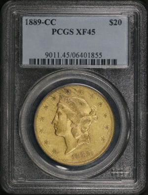 Obverse of this 1889-CC Liberty Head $20 Type 3 PCGS XF-45