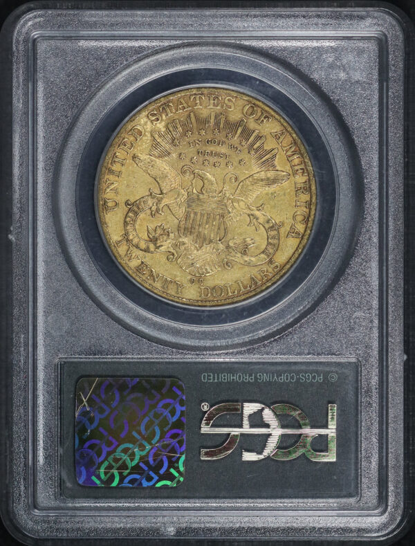 Reverse of this 1890-CC Liberty Head $20 Type 3 PCGS XF-40 CAC Old Green Holder