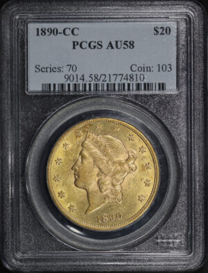 Obverse of this 1890-CC Liberty Head $20 Type 3 PCGS AU-58