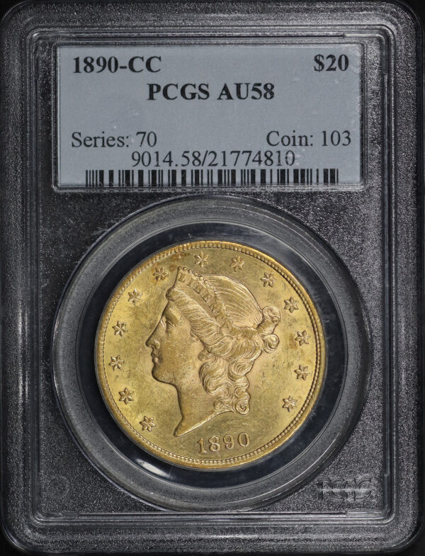 Obverse of this 1890-CC Liberty Head $20 Type 3 PCGS AU-58