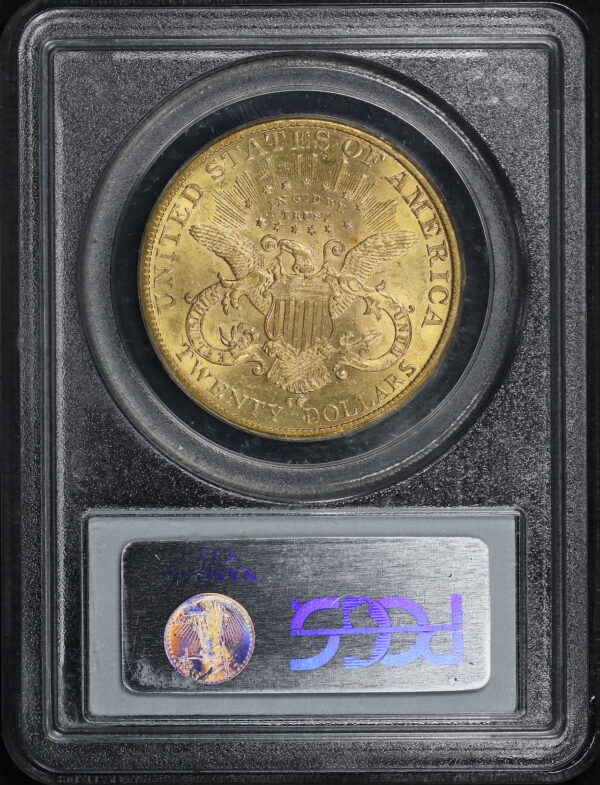 Reverse of this 1890-CC Liberty Head $20 Type 3 PCGS AU-58