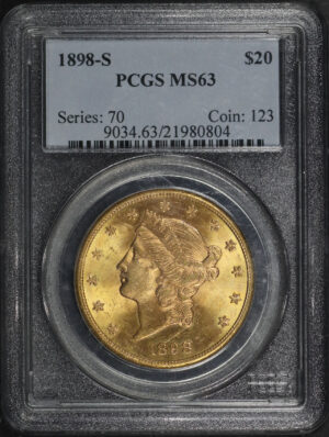 Obverse of this 1898-S Liberty Head $20 Type 3 PCGS MS-63