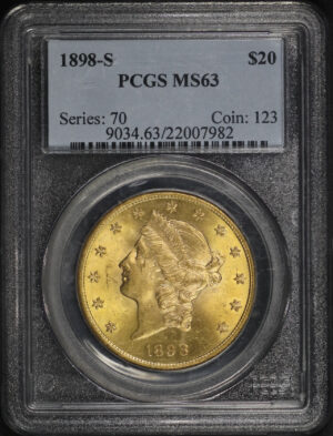 Obverse of this 1898-S Liberty Head $20 Type 3 PCGS MS-63