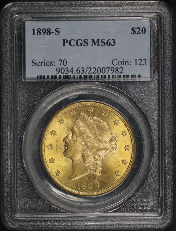 Obverse of this 1898-S Liberty Head $20 Type 3 PCGS MS-63