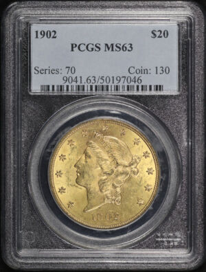 Obverse of this 1902 Liberty Head $20 Type 3 PCGS MS-63
