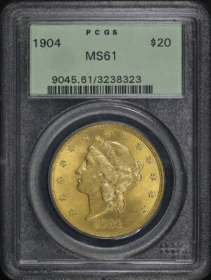 Obverse of this 1904 Liberty Head $20 Type 3 PCGS MS-61 Old Green Holder