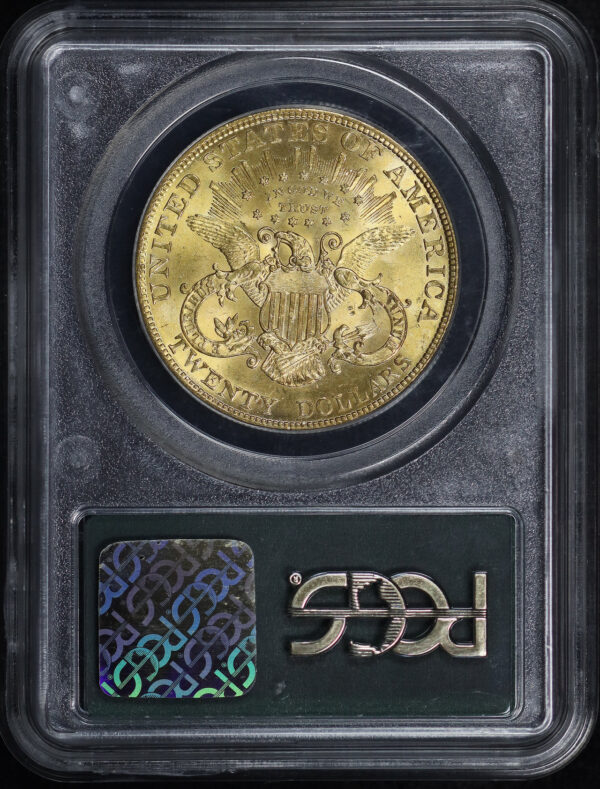 Reverse of this 1904 Liberty Head $20 Type 3 PCGS MS-62 Old Green Gasket Holder