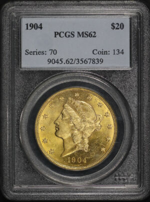 Obverse of this 1904 Liberty Head $20 Type 3 PCGS MS-62