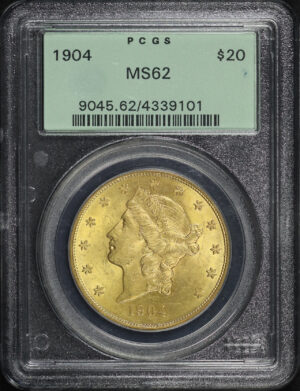 Obverse of this 1904 Liberty Head $20 Type 3 PCGS MS-62 Old Green Holder