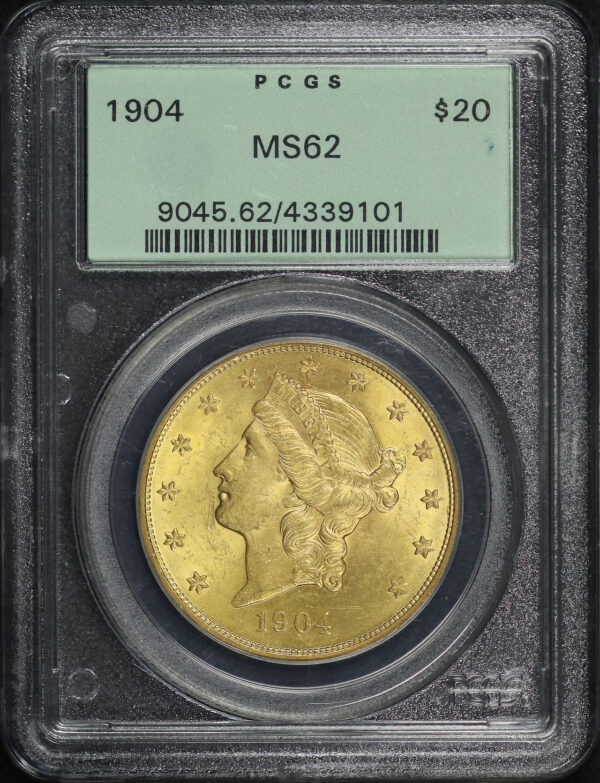 Obverse of this 1904 Liberty Head $20 Type 3 PCGS MS-62 Old Green Holder