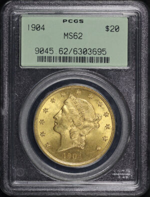 Obverse of this 1904 Liberty Head $20 Type 3 PCGS MS-62 Old Green Holder