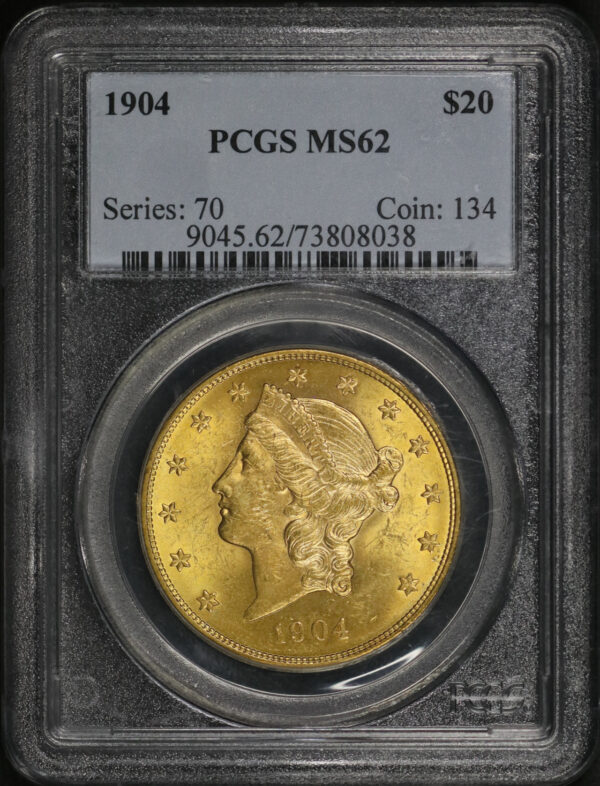 Obverse of this 1904 Liberty Head $20 Type 3 PCGS MS-62
