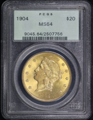 Obverse of this 1904 Liberty Head $20 Type 3 PCGS MS-64 Old Green Holder