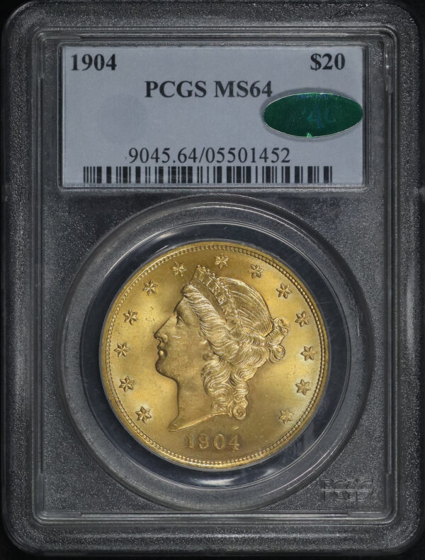 Obverse of this 1904 Liberty Head $20 Type 3 PCGS MS-64 CAC