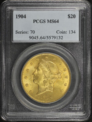 Obverse of this 1904 Liberty Head $20 Type 3 PCGS MS-64