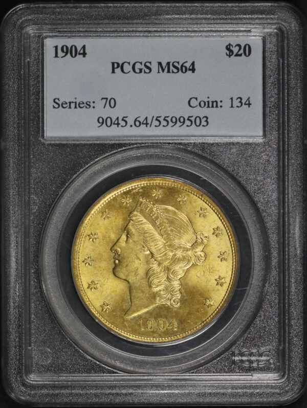 Obverse of this 1904 Liberty Head $20 Type 3 PCGS MS-64
