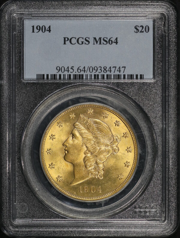 Obverse of this 1904 Liberty Head $20 Type 3 PCGS MS-64