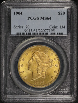 Obverse of this 1904 Liberty Head $20 Type 3 PCGS MS-64