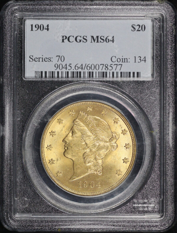 Obverse of this 1904 Liberty Head $20 Type 3 PCGS MS-64