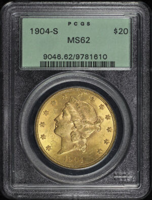 Obverse of this 1904-S Liberty Head $20 Type 3 PCGS MS-62 Old Green Holder